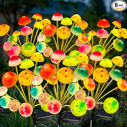Kohlrabi Solar Garden Lights, 6 Pack Solar Mushroom Lights Outdoor, Upgraded 72LED Mushroom Flower Light Yard Decor Outside Waterproof, Garden Decor for Lawn Front Porch Patio Backyard