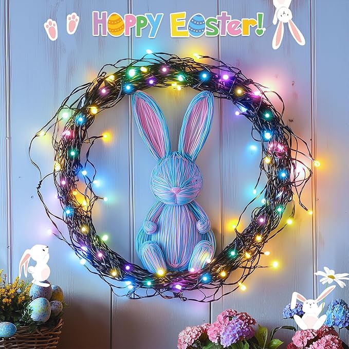JMEXSUSS 500 LED Easter Lights Outdoor Indoor, 173ft Multicolor Easter String Lights, 8 Modes Colorful Christmas Light Plug in for Room Party Decorations