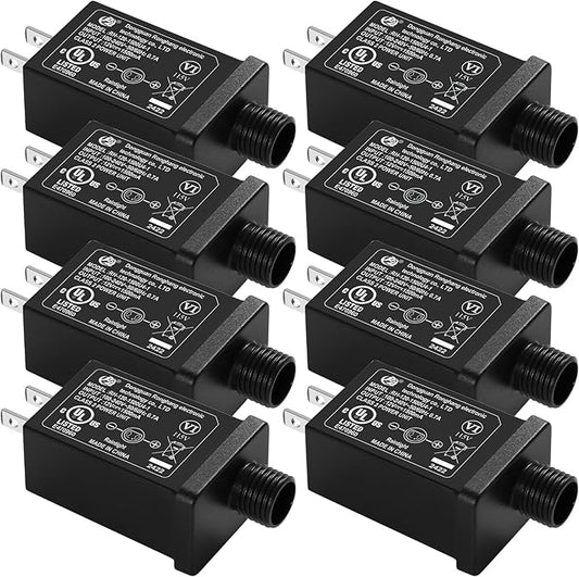 Replacement Yard Inflatable Adapter Power Supply Adaptor - 12V 1.5A 8 Pcs - Inflatable Plug Replacement Class 2 Power Supply - for Christmas Tree Light/Thanksgiving Yard Blow Up Decorations