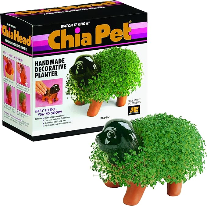 Chia Pet Puppy with Seed Pack, Decorative Pottery Planter, Easy to Do and Fun to Grow, Novelty Gift, Perfect for Any Occasion