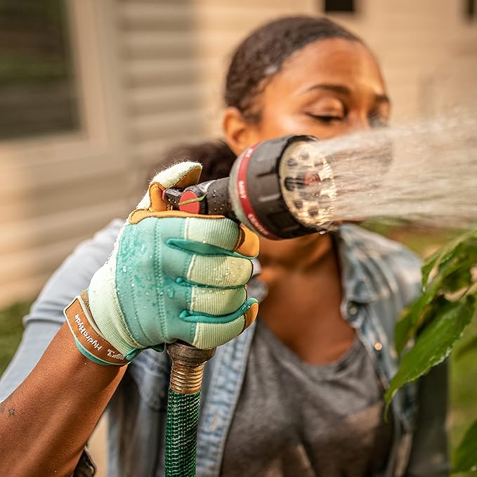 Wells Lamont Women's HydraHyde Gardening Gloves, Water-Resistant Leather Palm, Small, Blue (3250S)