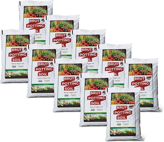 Brut Organic Potting Soil – 1 CF – Everything Your Plants Need in one Bag. Indoor and Outdoor Container Plants. 10 Pack