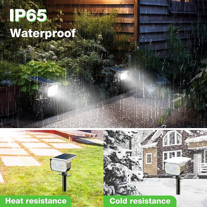 nipify 1 Pack Solar Lights Outdoor Waterproof, Motion Sensor Spot Lights 3 Modes Solar Powered Spotlights 2-in-1 Auto On/Off Landscape Lighting for Outside Yard Wall Garden, Cool White