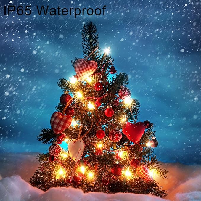 2 Pack 36ft 100 LED Battery Operated String Lights with Remote Timer Waterproof 8 Modes String Lights for Bedroom, Garden, Easter, Party, Christmas Indoor and Outdoor Decorations -Warm White