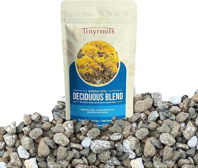 Deciduous Blend Bonsai Soil - Tinyroots Organic Bonsai Dirt Formulated for Japanese Maple, Hornbean, Elm and Other Deciduous Bonsai Trees, 4 Quarts