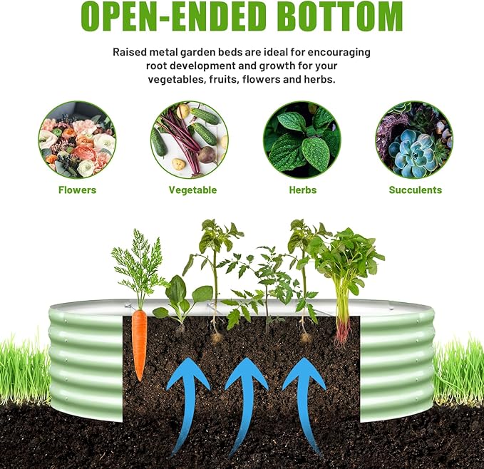 SnugNiture Galvanized Raised Garden Bed, 6x3x1.5ft Oval Metal Planter Box for Planting Outdoor Plants Vegetables