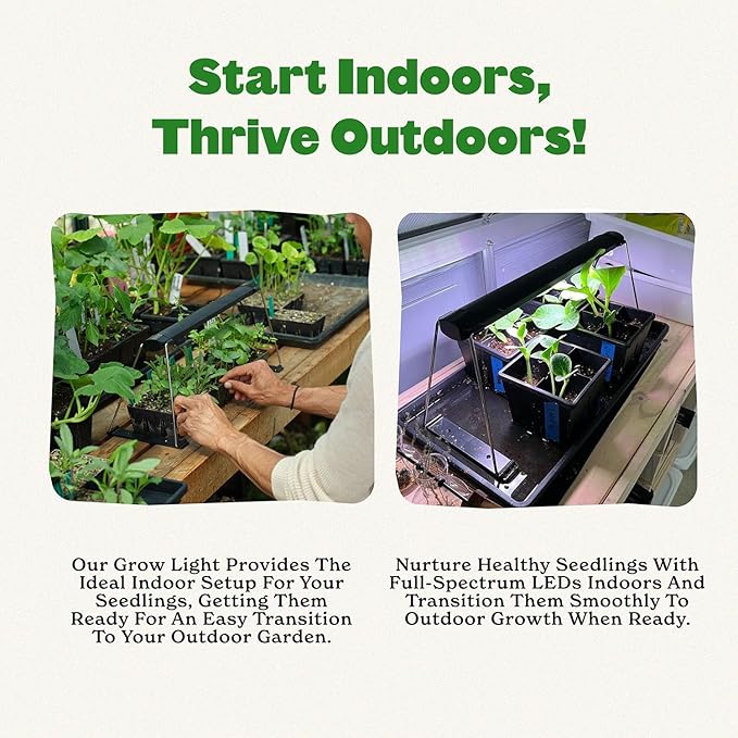 Epic Gardening Seed Starting Grow Light – Full-Spectrum LED with Adjustable Height for Indoor Seedlings | Energy-Efficient, Long-Lasting Light with Timer (Small)