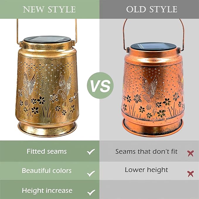 KY&BOSAM Solar Lanterns Outdoor Waterproof Hummingbird Garden Decor Birthday Gifts for Women Mom Grandma Hanging Solar Lights Outdoor Metal LED Lantern Outside for Yard Patio Backyard Porch Pathway