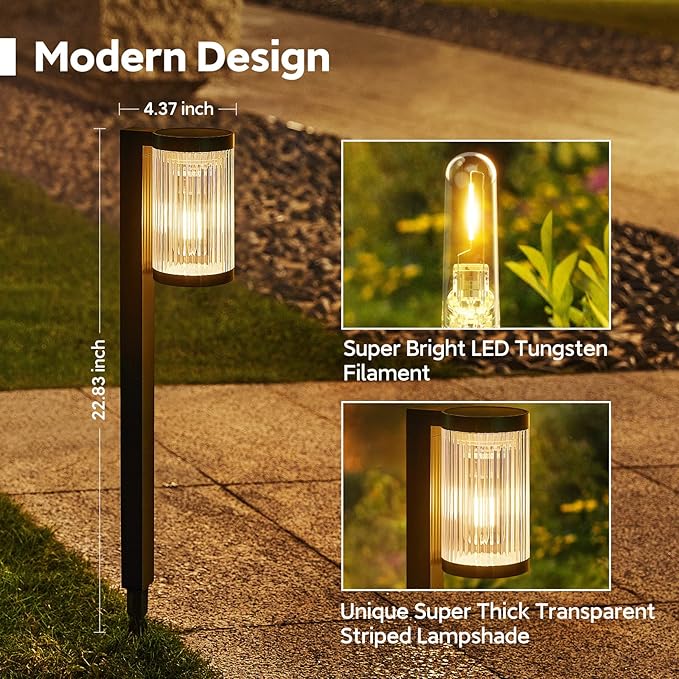 Solar Pathway Lights Outdoor, 6 Pack Upgraded Outdoor Solar Lights for Outside Super Bright Up to 12Hrs, IP65 Waterproof Solar Garden Lights for Yard Landscape Path Walkway Decoration