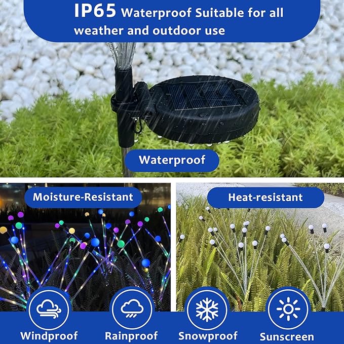 Zavothy Solar Garden Lights, Christmas Decorations Solar Fairy Lights Outdoor Waterproof, 4 Pack 32LEDs Sway by Wind, Dancing Fireflies Lights for Garden Decor Yard Patio Pathway Decoration