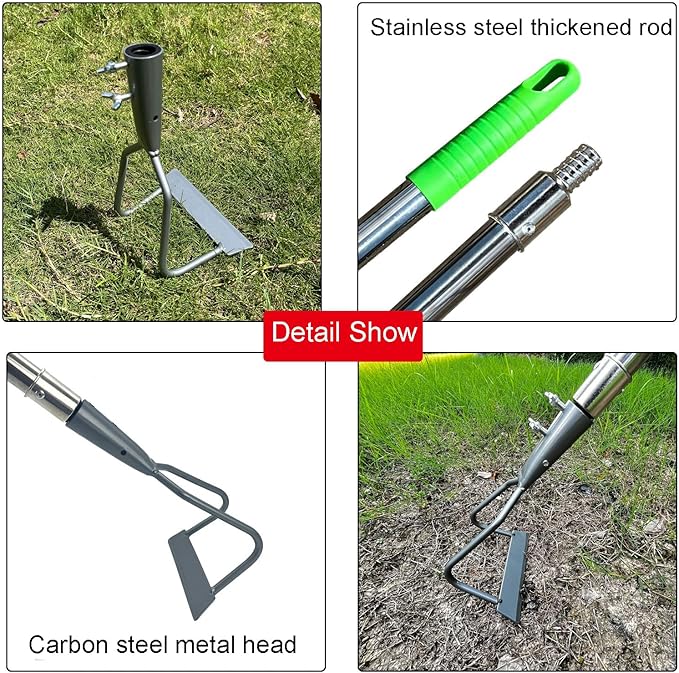 Durable Garden Hoe - Hollow Garden Hoe with Adjustable Long Handle Heavy Duty Tool for Weeding, Digging, and Transplanting - Ideal for Gardening and Agriculture