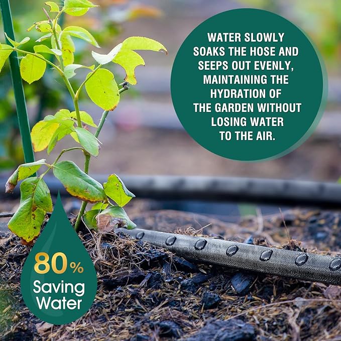Soaker Hose 50ft for Garden Beds, Drip Irrigation Hose Saves 80% Water, Leak Proof Sprinkler Hose For Garden, Lawn, Flower Bed, Vegetable Field (50FT)