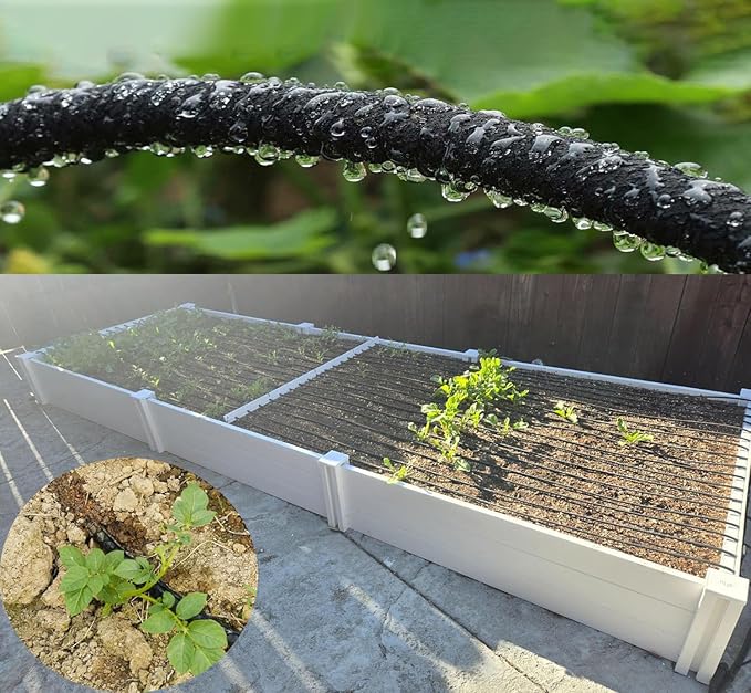 1/4 inch Soaker Hose Tubing for Drip Irrigation, 100FT Garden Beds Soaker Irrigation Tubing Hose with Various Accessories Rubber Longer Lasting Drip Irrigation Save 70% of Water for Garden and Yard