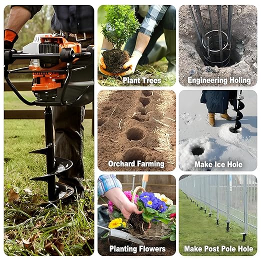 4" Earth Auger Drill Bit - Heavy-Duty Steel Spiral Bit for Post Hole Digging, Planting Trees, Bulbs, Fencing - Fits 3/4" Auger Power Heads (31.5" Long)