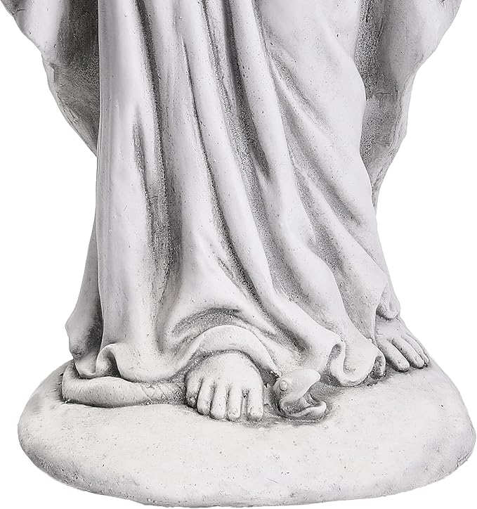 Virgin Mary Statue 29.9” Tall Religious Large Garden Statue Art Décor Blessed Mother Outdoor Statues for Garden in Magnesium Oxide Stone for Garden, Yard, Patio, Lawn, Hallway,Gray