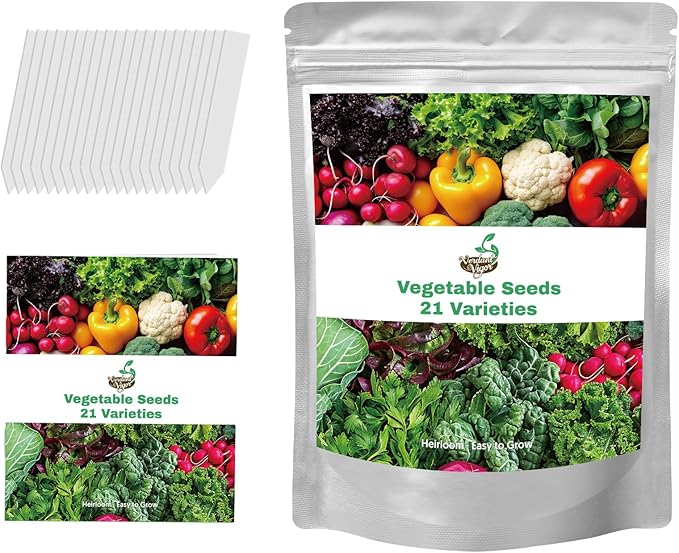 21 Varieties Vegetable Seeds for Planting, 7,000+ Heirloom Seeds Gift Pack, Non-GMO Veggies Seed Garden Kit for Indoor Outdoor Growing, Home Fresh Food Vegetable Supply
