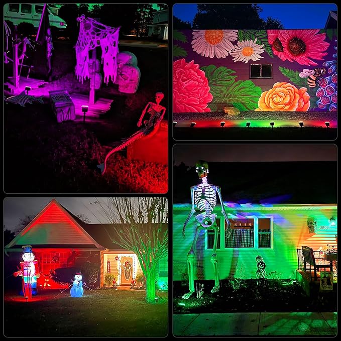 WELALO Solar Color Changing Spot Lights Outdoor, Waterproof Solar Christmas Lights with 7 Modes, Multicolor RGB Landscape Spotlights for Garden Yard Driveway Lawn Patio Pathway Decorations, 2 Pack