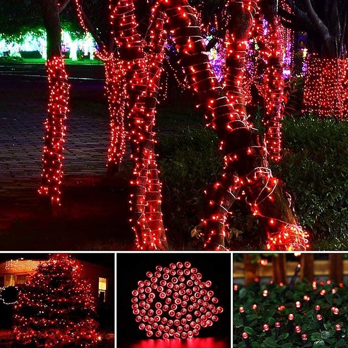 114ft Christmas String Lights Outdoor, 300 LED Christmas Lights Connectable with Timer, 8 Modes Christmas Tree Lights Fairy Twinkle Lights for Garden, Wedding, Indoor Outdoor Xmas Decorations (Red)