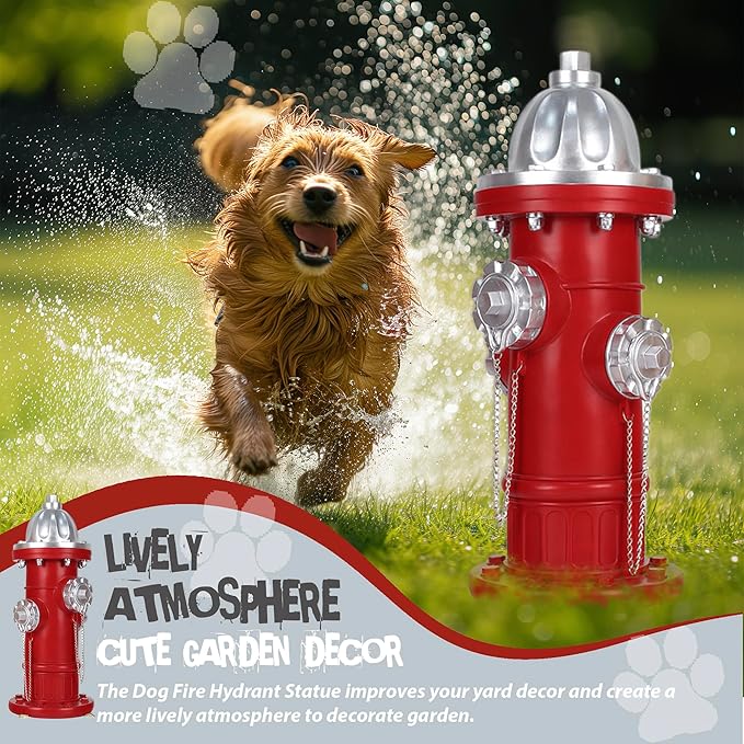 Dog Fire Hydrant Pee Post, Dog Pee Post Training Statue, Resin Fire Hydrant Statue for Dogs to Peed on, Backyard Lawn Decor, Firefighter Gifts for Men (17.5 inch)