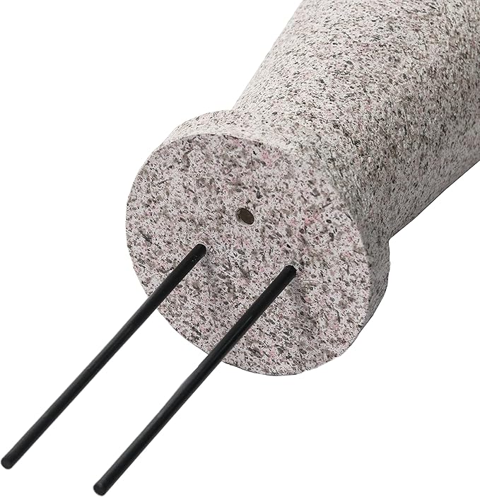 Cemetery Vase with Stakes - Plastic Flower Vases with 2 Ground Spikes, Draining Holes - for Garden, Lawn, Yard - Memorial Grave Decorations 12.7x3.4x3.9, Grey Granite Design