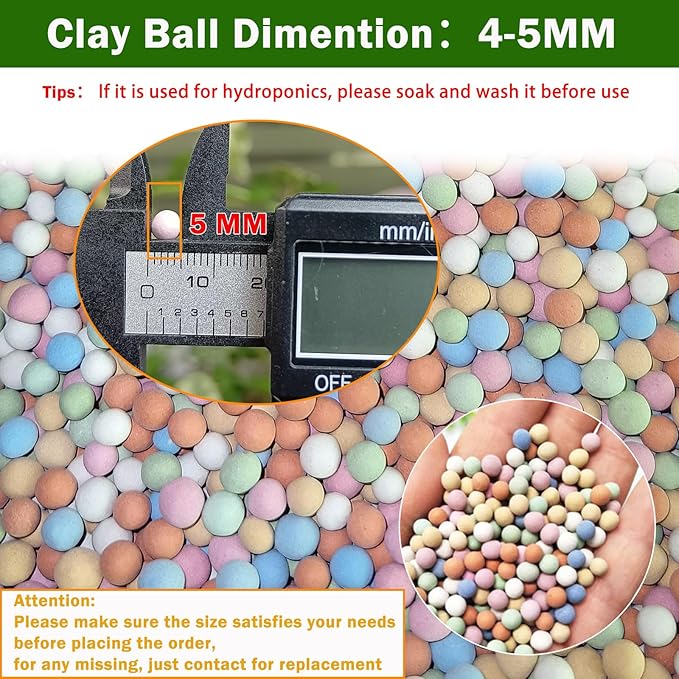 4.4lb LECA Clay Pebbles 4-5MM- Multicolor Clay Balls for Plants,Leca Balls for Plants,Horticultural Grade for Soil Hydroponics Aquaponics