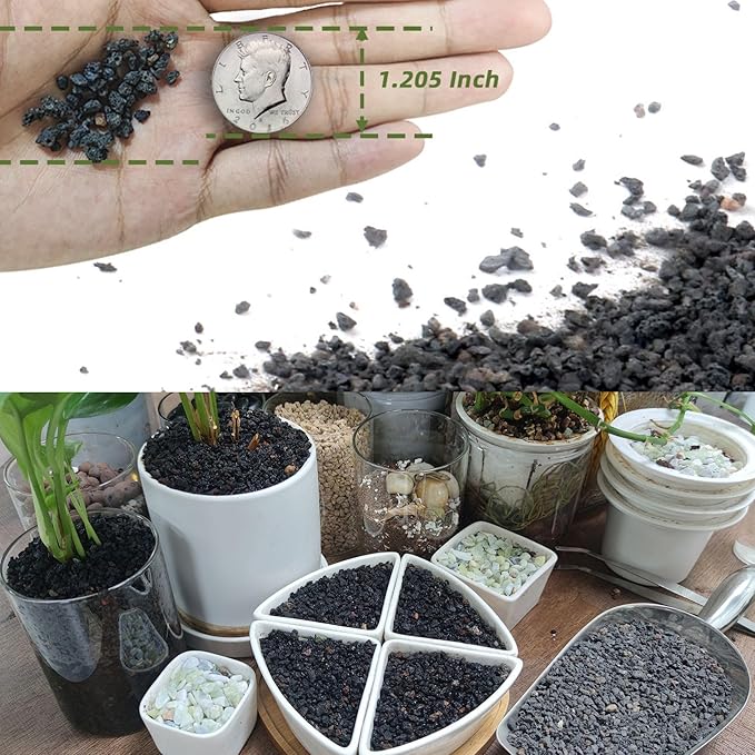 18LB Black Lava Rocks for Plants, Volcanic Rock Horticultural Lava Rock Soil for Landscaping Plants Drainage, Small Lava Rock Gravel for Succulents, Bonsai, Vase Fillers, Top Dressing