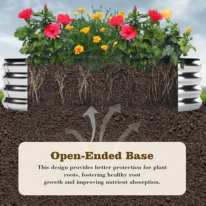 Galvanized Metal Planter Round Raised Garden Bed Kit for Gardening Outdoor Grow Garden Box Raised Flower Bed Round Galvanized Planter Outdoor 2PC 3x3x1ft