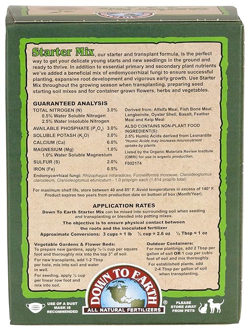 Down To Earth All Natural Fertilizers Organic Natural Starter Mix 3-3-3, 1 lb