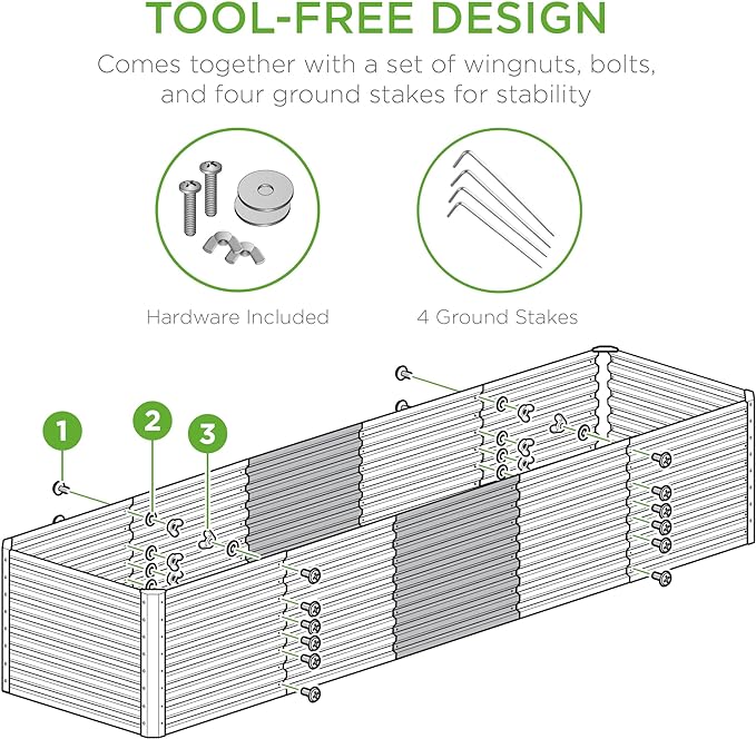 Best Choice Products 8x2x2ft Outdoor Metal Raised Garden Bed, Rectangular Deep Root Planter Box for Vegetables, Flowers, Herbs, and Succulents w/ 239 Gallon Capacity - Gray