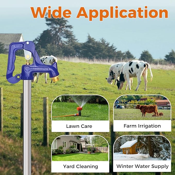Frost Proof Yard Hydrant,4.25ft Frost Free Outdoor Faucet,Freeze Proof Outdoor Faucet 3/4" Pipe Connection,Frost Free Hydrant for Yard Garden Farm Pasture Irrigation,24" Bury Depth No Lead Hydrant