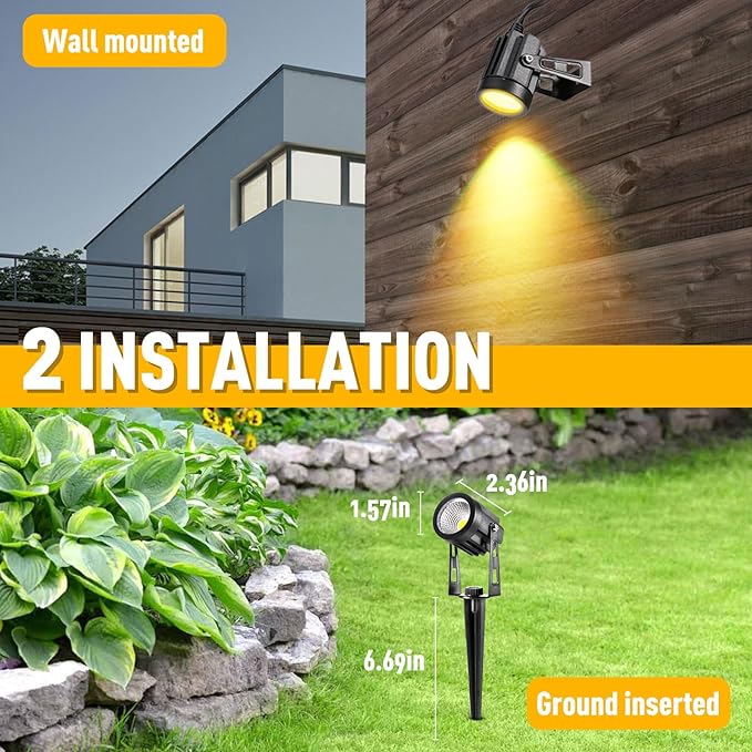 ECOWHO Landscape Lights Outdoor, 3W 12V Low Voltage Landscape Lighting Kit with Transformer, 2700K Super Warm White (1800LM) Waterproof LED Spot Lights for House Garden Yard Pathway Tree 6 Pack