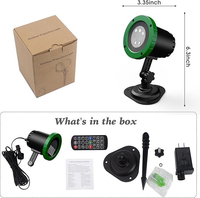 Outdoor Laser Lights Projector, 3 Color Motion Firefly Lights Show, RGB Christmas Decor Lights with Remote for Trees, Patio, Landscape