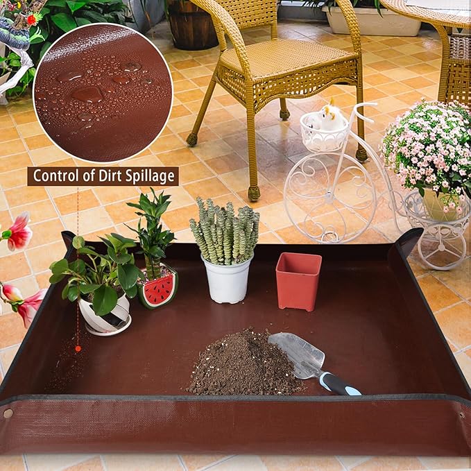 39.5"x 31.5" Large Repotting Mat for House Plant Transplanting and Potting Soil Control Portable Gardening Tray Plant Gifts for Plant Lovers