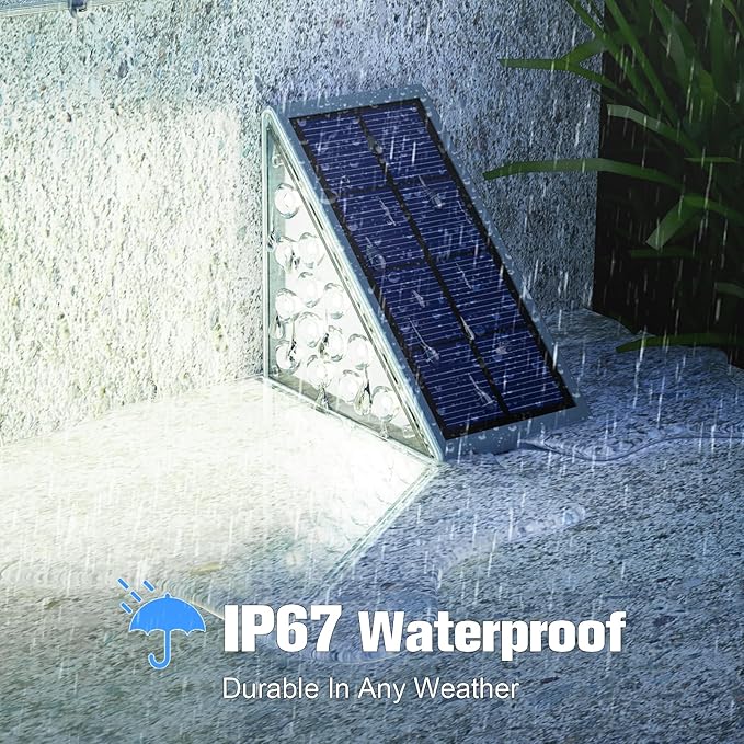 VOLISUN Solar Stair Lights 6 Pack, Solar Step Lights Waterproof IP67, Outdoor Step Light with 13 LEDs, Outdoor Lighting Decor for Yard Stair, Patio, Front Step, Front Porch and Deck(Cool White)