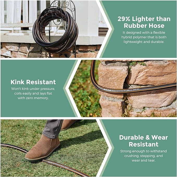 Giraffe Tools Leader Hose 5/8" x 10ft, Custom Length, No Kink, Flexible, Leakproof Water Hose, Double Female Fittings, 600 Burst PSI, 10ft, Black Orange