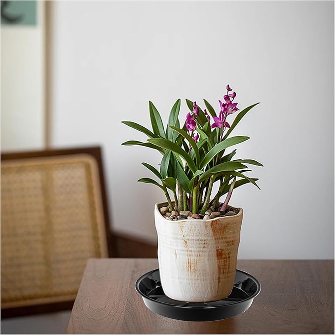 2 Pack Plant Saucer Drip Tray 17 inch, Large Heavy Sturdy Plastic Planter Flower Pot Saucers for Indoor Outdoor Garden, Plant Water Drip Trays for pots (17" 2Pack, Black)