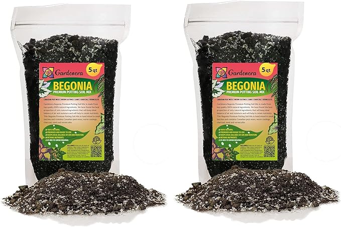 Begonia Plant Potting Soil - All-Natural Blend for Thriving Begonia Plants - Boosts Root Health and Enchanting Blooms - 10 Quart