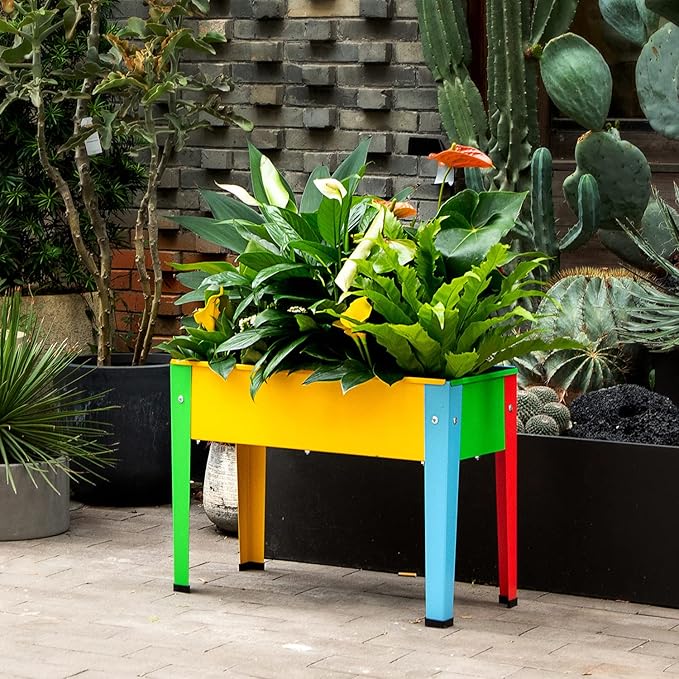 Raised Garden Bed With Legs, Galvanized Planter Box for Herbs and Vegetables (Multi-Colored)