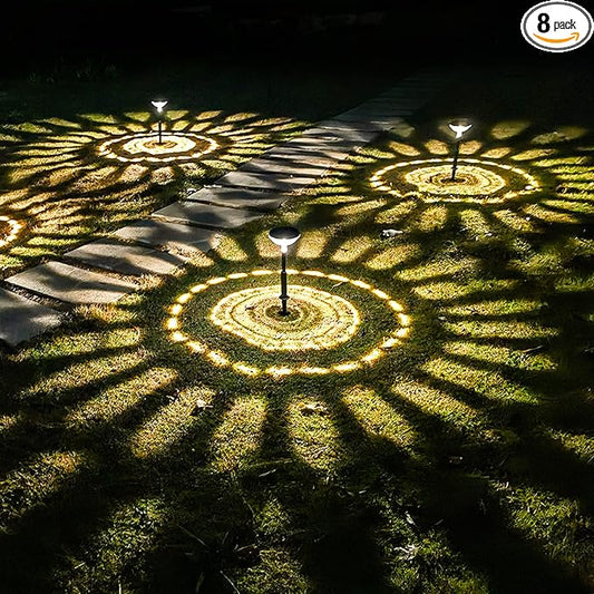 Bright Solar Pathway Lights 8 Pack, Warm White + Cool White LED Outdoor IP67 Waterproof Solar Powered Garden Lights for Walkway Yard Backyard Lawn Landscape Lighting Decor