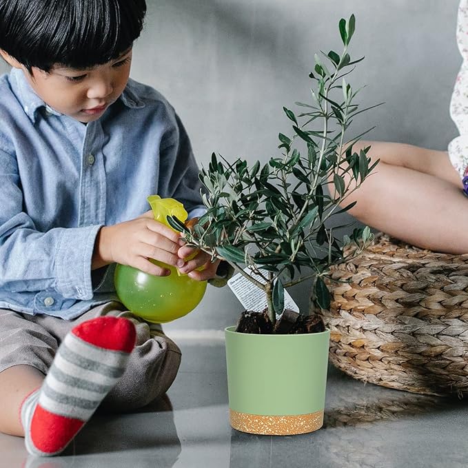 QCQHDU 5 inch Plant Pot, 2 Pack Planters for Indoor Plants with Drainage Holes & Saucer, Outdoor Flower Pots Home Garden Modern Decor