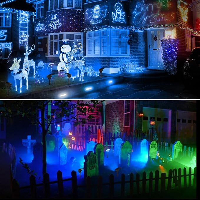 T-SUN Solar Spot Lights Outdoor 6Pack Blue Solar Christmas Spotlights Landscape Lights IP65 Waterproof Auto On/Off for Garden/Yard/Pathway/Patio