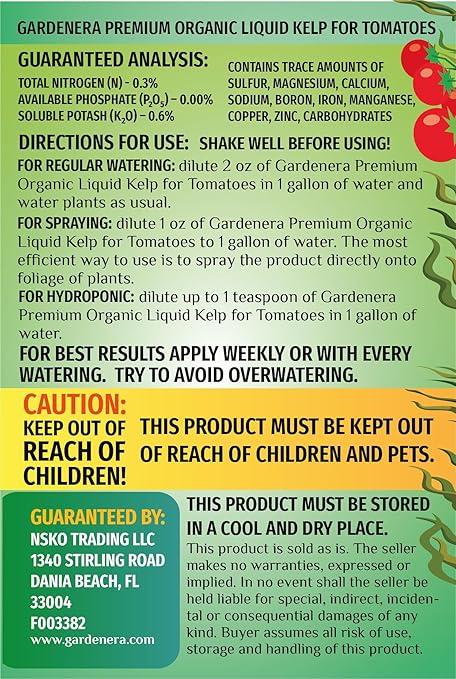 Premium Organic Kelp Concentrate for Tomato Plants - 8 oz - Amplify Tomato Size and Taste for a Satisfying Harvest