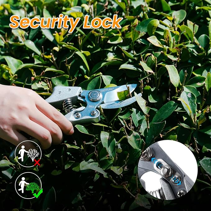 Goture Garden Shears 2Pcs, Pruning Shears for Gardening, SK5 Garden Shears Pruning, Silver Garden Scissors Tools