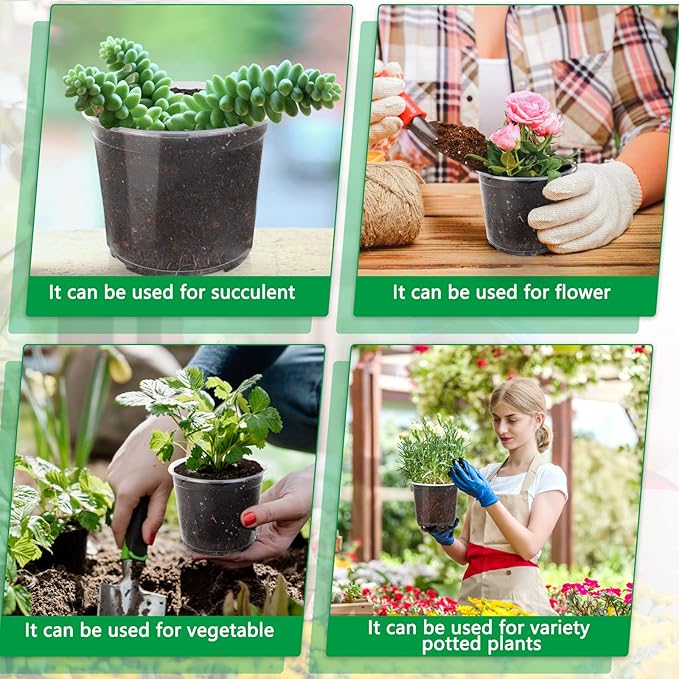 6/5/3.5 Inch Clear Nursery Pots with Drainage Holes, 30 Pack Nursery Pots Variety Pack, Durable Transparent Plastic Pots for Plants, Seed Starter Pots, Garden Flower Orchid Pots (6 Inch)