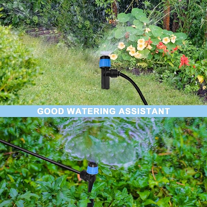 25PCS Easy-Connect Drip Irrigation Emitters, Drip Emitters Fan Shape for 1/4 inch Irrigation Tubing, Adjustable Water Flow Drip Emitters with Stake for Garden Patio Lawn(25PCS,Fan Shape)