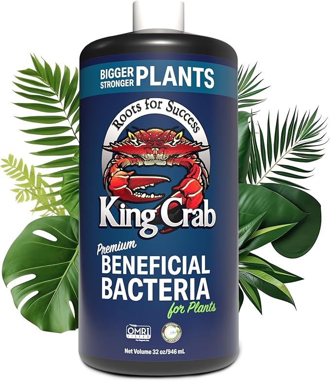 King Crab Instant Compost Tea for Plants, Ultra Concentrated OMRI Organic Bacteria, 275 Million Organisms per ml, Roses, Tomatoes, Houseplants, Soil Conditioner, Soil Activator, Soil Microbes