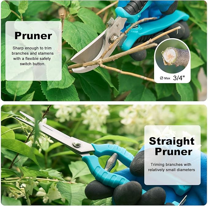 Garden Tool Set with Non Slip Rubber Grip,11 Piece Stainless Steel Gardening Tool Sets,Thickened Repotting Mat & Storage Tote Bag,Heavy Duty Outdoor Hand Tools Uprooting Weeding Tool, Ideal Gifts Blue