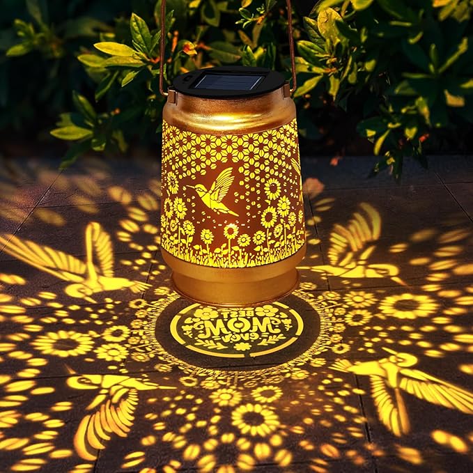 TEDOF Solar Lanterns Outdoor Waterproof Hummingbird Sunflower Lantern with Sheep Hook, Garden Decor Gifts for Mom Woman Grandma,Solar Lanterns Outdoor Decor for Garden, Yard, Backyard, Porch