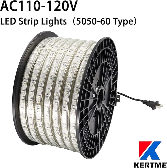 5050-60 Type AC 110-120V LED Strip Lights, Flexible/Waterproof/Dimmable/Multi-Modes LED Rope Light + 23 Keys Remote for Home/Garden/Building Decoration (98.4ft/30m, Warm White 3500K)