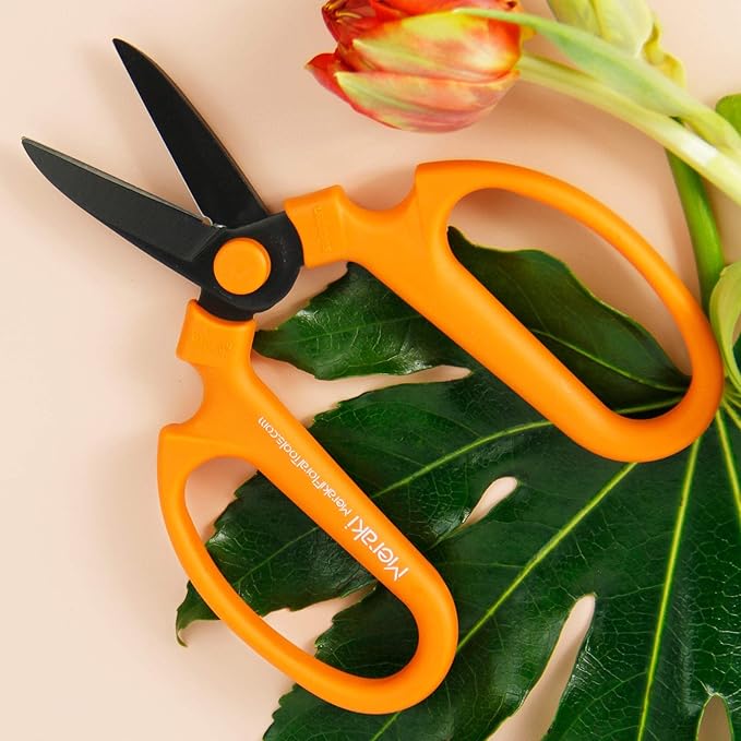 Flower & Garden Scissors With Black Blades 7.0 Inch, Ornithogalum (Orange)